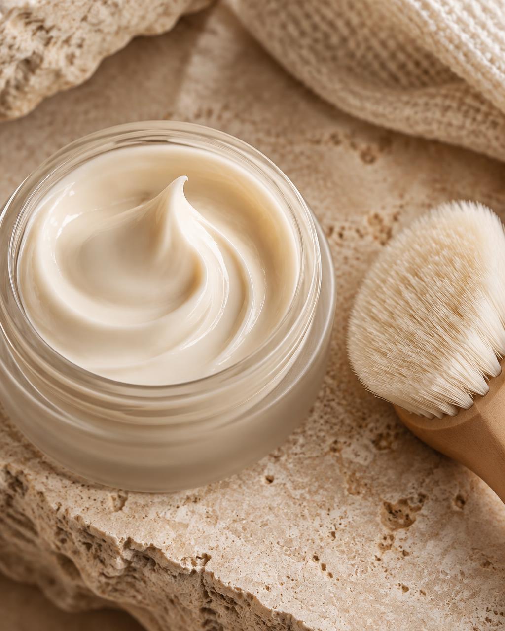 Soft cream texture with a facial brush